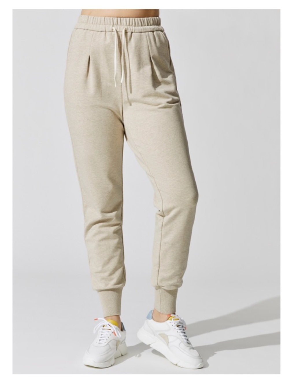Varley Beige Track Joggers